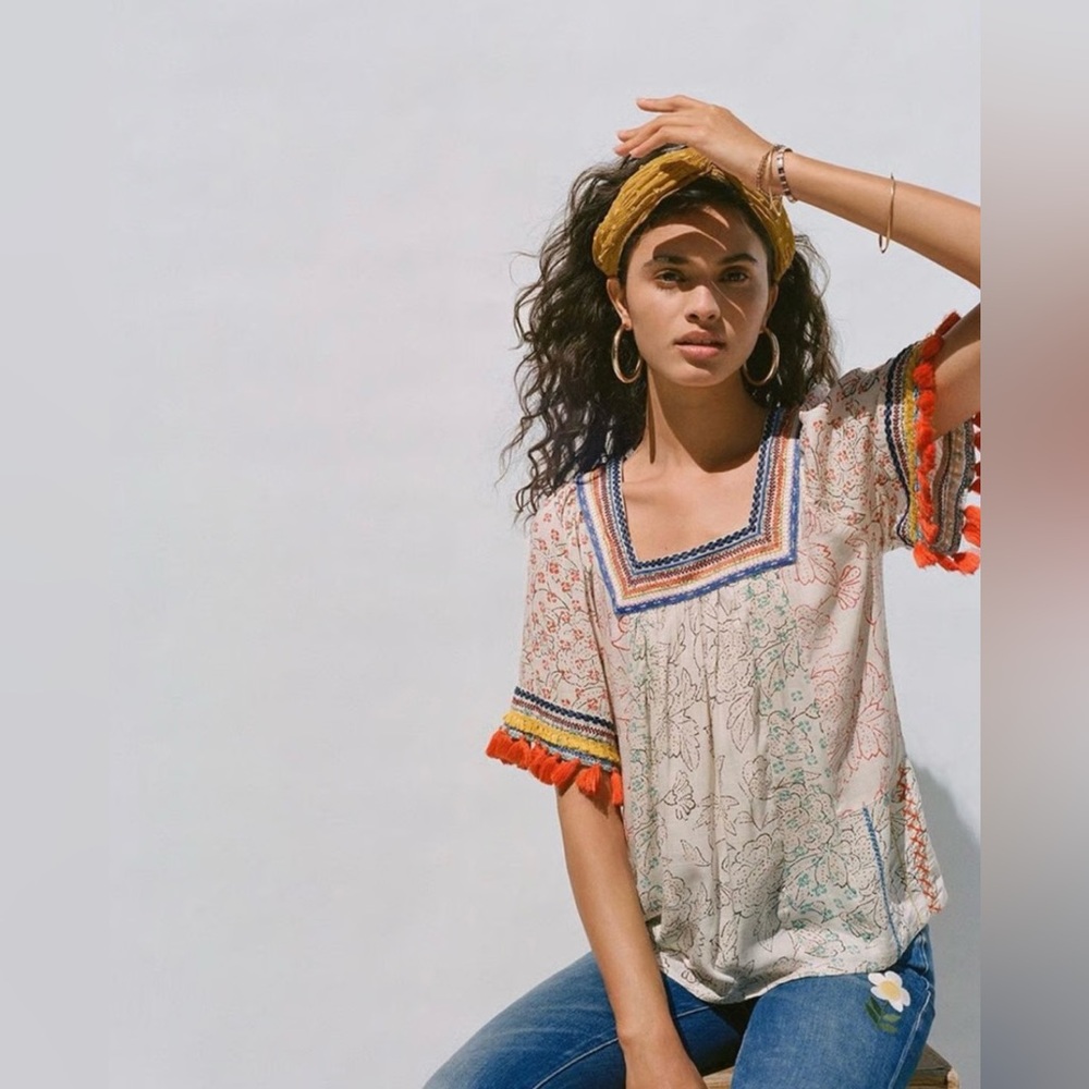 Maeve Multicolor Embroidered Blouse